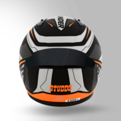 Studds Thunder D4 Decor Matt Black & Orange With Spoiler - Full Face Helmets