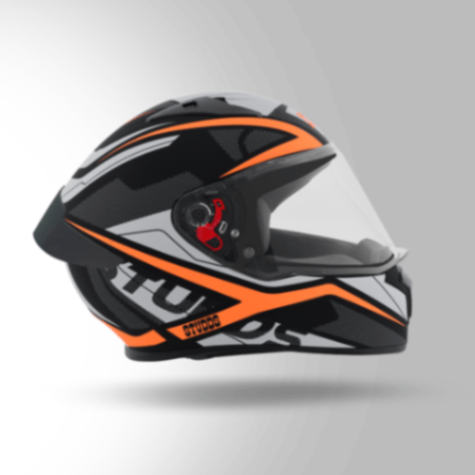 Studds Thunder D4 Decor Matt Black & Orange With Spoiler - Full Face Helmets