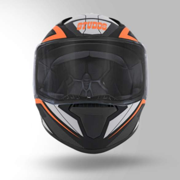 Studds Thunder D4 Decor Matt Black & Orange With Spoiler - Full Face Helmets