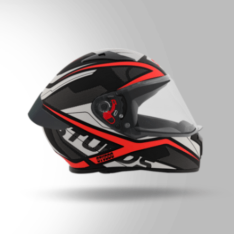 Studds Thunder D4 Decor Matt Black & Red With Spoiler - Full Face Helmets