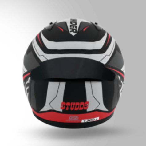 Studds Thunder D4 Decor Matt Black & Red With Spoiler - Full Face Helmets