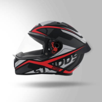 Studds Thunder D4 Decor Matt Black & Red With Spoiler - Full Face Helmets