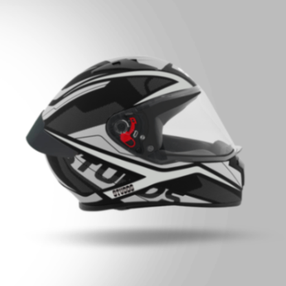 Studds Thunder D4 Decor Matt Black & White With Spoiler - Full Face Helmets