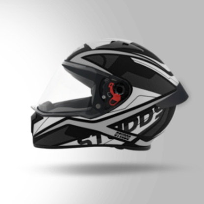 Studds Thunder D4 Decor Matt Black & White With Spoiler - Full Face Helmets
