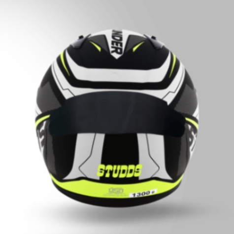Studds Thunder D4 Decor Matt Black & Yellow With Spoiler - Full Face Helmets