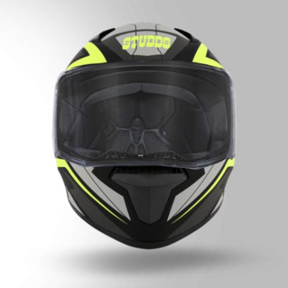 Studds Thunder D4 Decor Matt Black & Yellow With Spoiler - Full Face Helmets