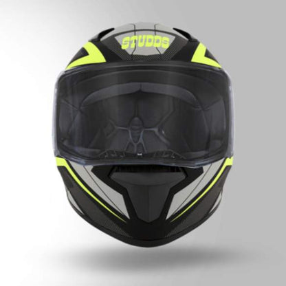 Studds Thunder D4 Decor Matt Black & Yellow With Spoiler - Full Face Helmets