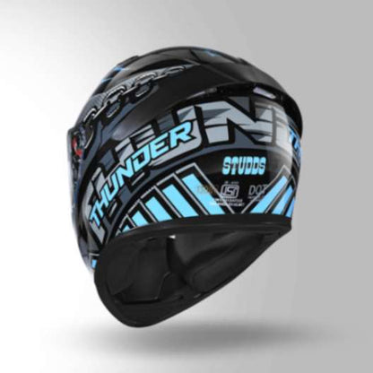 Studds Thunder D5 Decor Black & Blue With Spoiler- Full Face Helmets