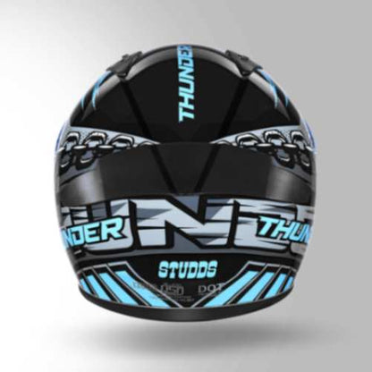 Studds Thunder D5 Decor Black & Blue With Spoiler- Full Face Helmets
