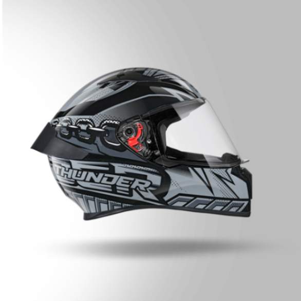 Studds Thunder D5 Decor Black & Grey With Spoiler- Full Face Helmets