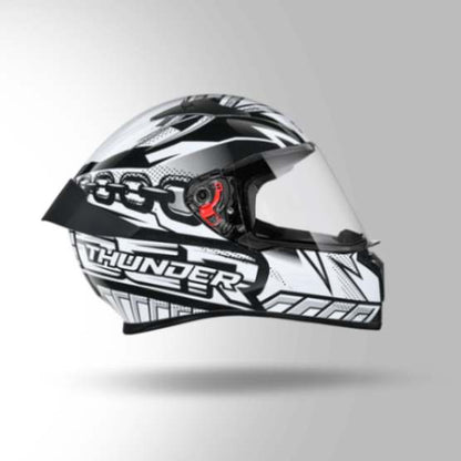 Studds Thunder D5 Decor Black & White With Spoiler- Full Face Helmets