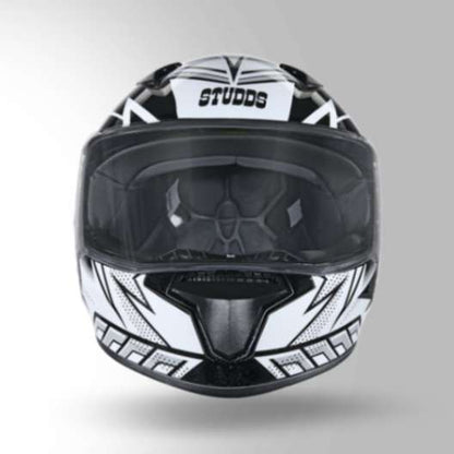 Studds Thunder D5 Decor Black & White With Spoiler- Full Face Helmets