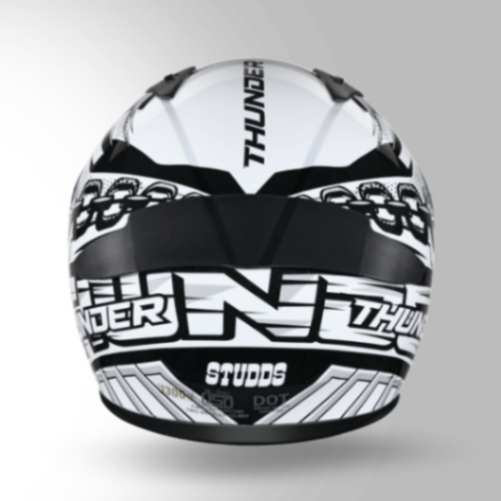 Studds Thunder D5 Decor Black & White With Spoiler- Full Face Helmets