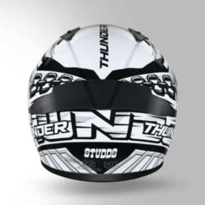 Studds Thunder D5 Decor Black & White With Spoiler- Full Face Helmets