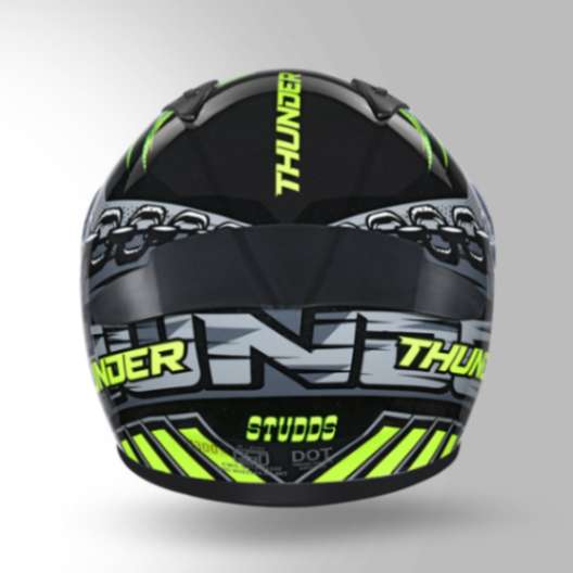 Studds Thunder D5 Decor Black & Yellow With Spoiler- Full Face Helmets