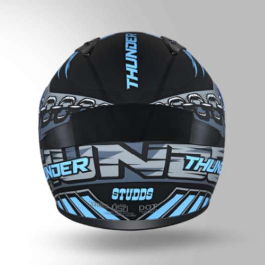 Studds Thunder D5 Decor Matt Black & Blue With Spoiler - Full Face Helmets