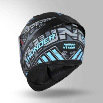 Studds Thunder D5 Decor Matt Black & Blue With Spoiler - Full Face Helmets