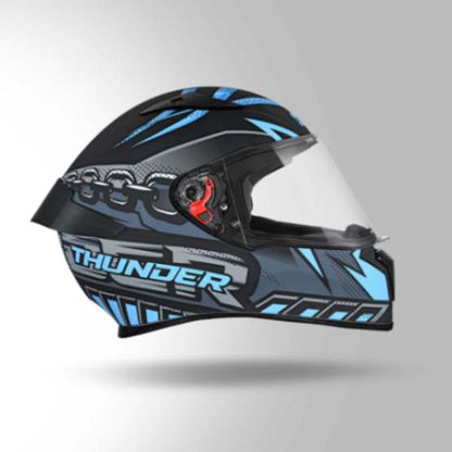 Studds Thunder D5 Decor Matt Black & Blue With Spoiler - Full Face Helmets