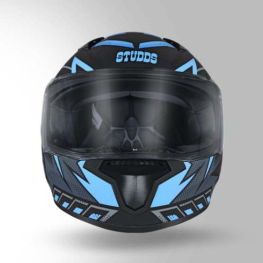 Studds Thunder D5 Decor Matt Black & Blue With Spoiler - Full Face Helmets
