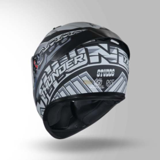 Studds Thunder D5 Decor Matt Black & Grey With Spoiler - Full Face Helmets