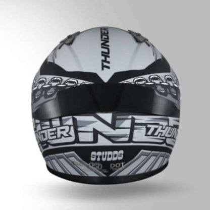 Studds Thunder D5 Decor Matt Black & Grey With Spoiler - Full Face Helmets