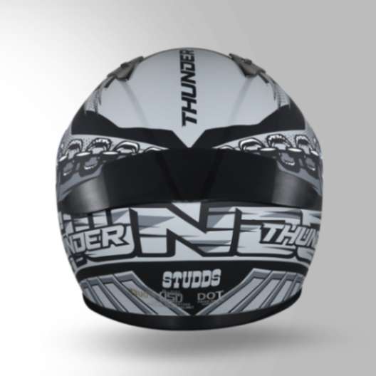 Studds Thunder D5 Decor Matt Black & Grey With Spoiler - Full Face Helmets