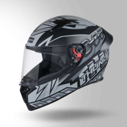 Studds Thunder D5 Decor Matt Black & Grey With Spoiler - Full Face Helmets