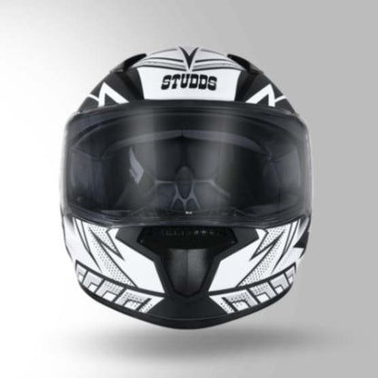 Studds Thunder D5 Decor Matt Black & White With Spoiler - Full Face Helmets