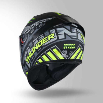 Studds Thunder D5 Decor Matt Black & Yellow With Spoiler - Full Face Helmets