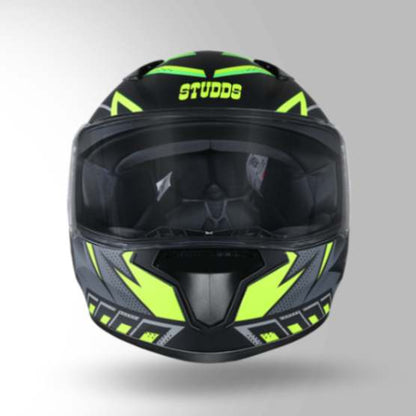 Studds Thunder D5 Decor Matt Black & Yellow With Spoiler - Full Face Helmets
