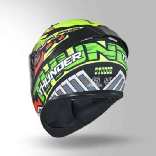 Studds Thunder D5 Decor Matt Red & Yellow With Spoiler - Full Face Helmets
