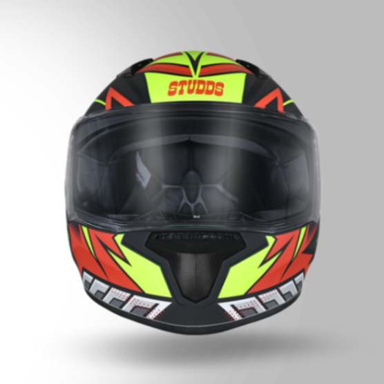 Studds Thunder D5 Decor Matt Red & Yellow With Spoiler - Full Face Helmets