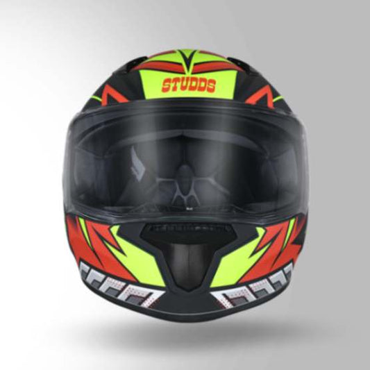Studds Thunder D5 Decor Matt Red & Yellow With Spoiler - Full Face Helmets