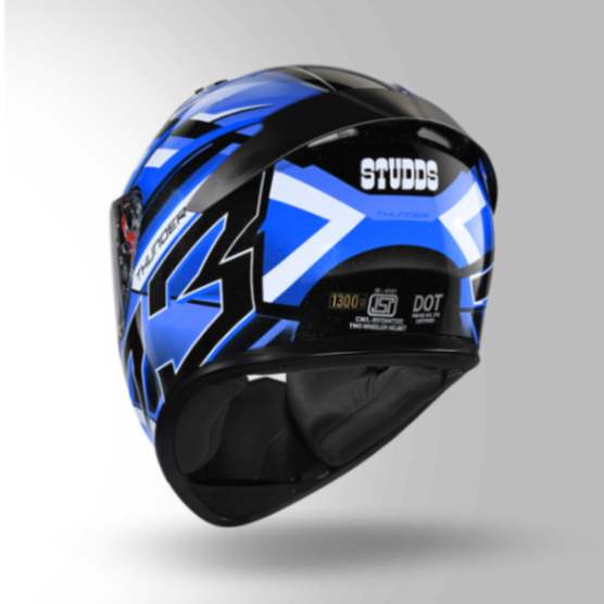 Studds Thunder D6 Decor Black / Blue & Blue With Spoiler - Full Face Helmets