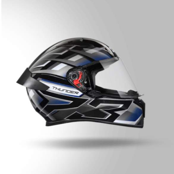 Studds Thunder D6 Decor Black / Grey & White With Spoiler - Full Face Helmets