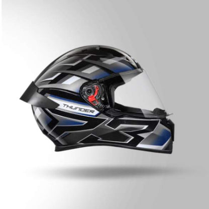 Studds Thunder D6 Decor Black / Grey & White With Spoiler - Full Face Helmets