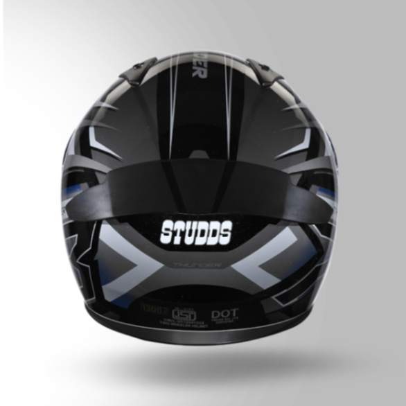 Studds Thunder D6 Decor Black / Grey & White With Spoiler - Full Face Helmets
