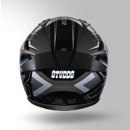 Studds Thunder D6 Decor Black / Grey & White With Spoiler - Full Face Helmets