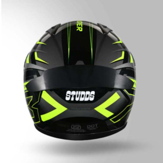 Studds Thunder D6 Decor Black / Grey & Yellow With Spoiler - Full Face Helmets
