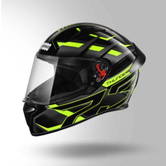 Studds Thunder D6 Decor Black / Grey & Yellow With Spoiler - Full Face Helmets