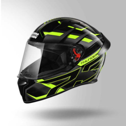 Studds Thunder D6 Decor Black / Grey & Yellow With Spoiler - Full Face Helmets