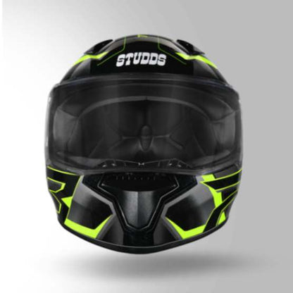 Studds Thunder D6 Decor Black / Grey & Yellow With Spoiler - Full Face Helmets