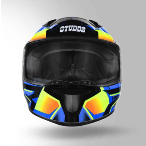 Studds Thunder D6 Decor Black / Orange & Blue With Spoiler - Full Face Helmets