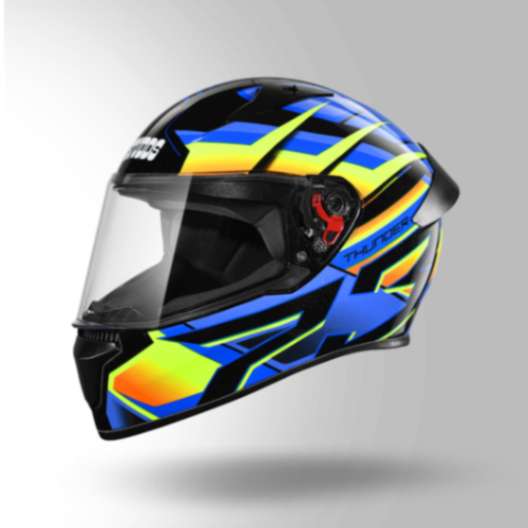 Studds Thunder D6 Decor Black / Orange & Blue With Spoiler - Full Face Helmets