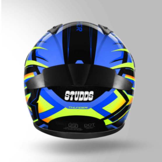 Studds Thunder D6 Decor Black / Orange & Blue With Spoiler - Full Face Helmets