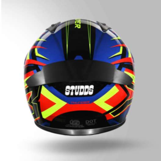 Studds Thunder D6 Decor Black / Red & Blue With Spoiler - Full Face Helmets