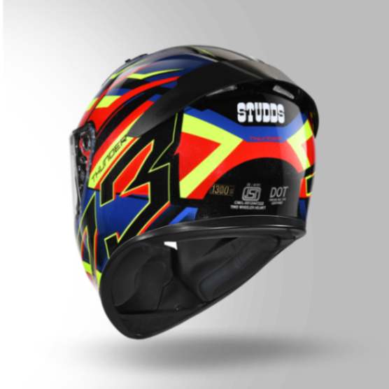 Studds Thunder D6 Decor Black / Red & Blue With Spoiler - Full Face Helmets