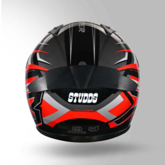 Studds Thunder D6 Decor Black / Red & Grey With Spoiler - Full Face Helmets