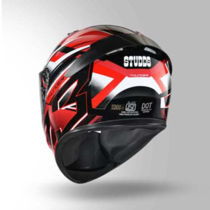 Studds Thunder D6 Decor Black / White & Red With Spoiler - Full Face Helmets