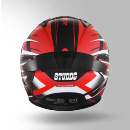 Studds Thunder D6 Decor Black / White & Red With Spoiler - Full Face Helmets
